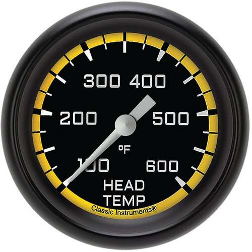 Classic Instruments Gauge, Cylinder Head Temperature, Full Sweep 2 5/8" Diameter, Yellow