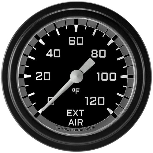 Classic Instruments Gauge, External Air Temperature, Full Sweep 2 5/8" Diameter, Grey, Matte-Black