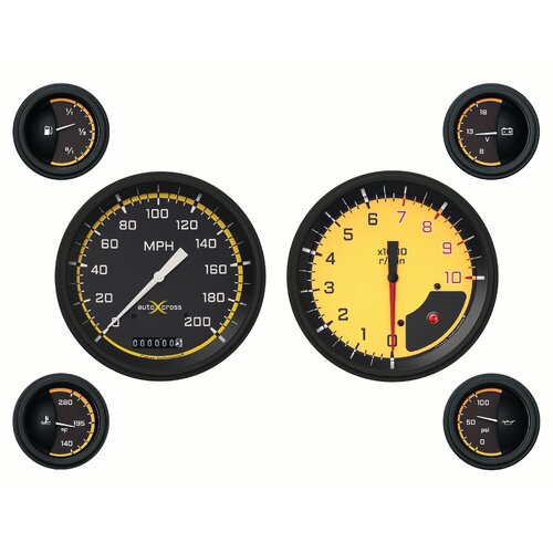 Classic Instruments Gauge Set, Auto Cross Yellow, Universal, GM, Set of 6