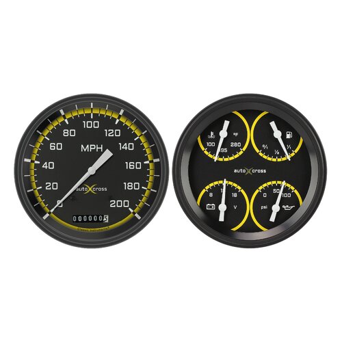 Classic Instruments Gauge Set, Auto Cross Yellow, Universal, GM, Set of 2