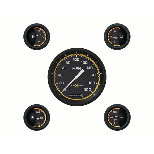 Classic Instruments Gauge Set, Auto Cross Yellow, Universal, GM, Set of 5