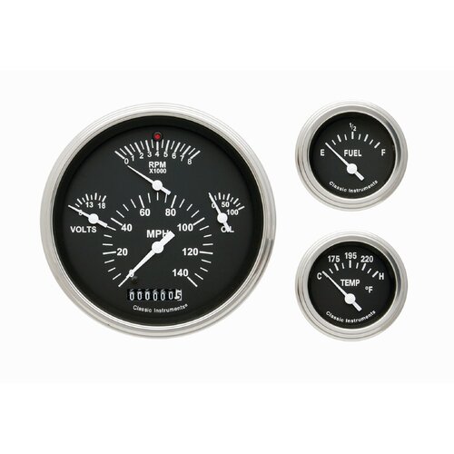 Classic Instruments Gauge Set, The Hot Rod Package 1957 Chevy- Black, 1957 Chevy Bel-air/Nomad, LS