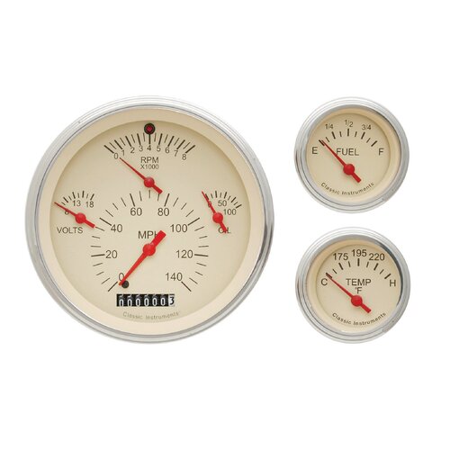 Classic Instruments Gauge Set, The Tan Package 1957 Chevy-LS Sending Units, 1957 Chevy Bel-air/Nomad, LS