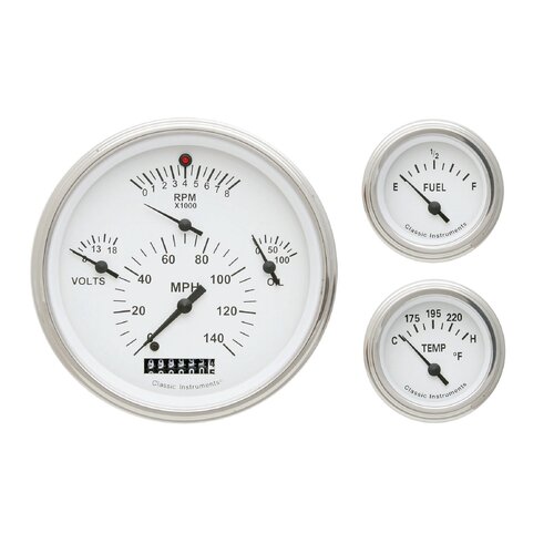 Classic Instruments Gauge Set, The White Package 1957 Chevy- Black, 1957 Chevy Bel-air/Nomad, LS