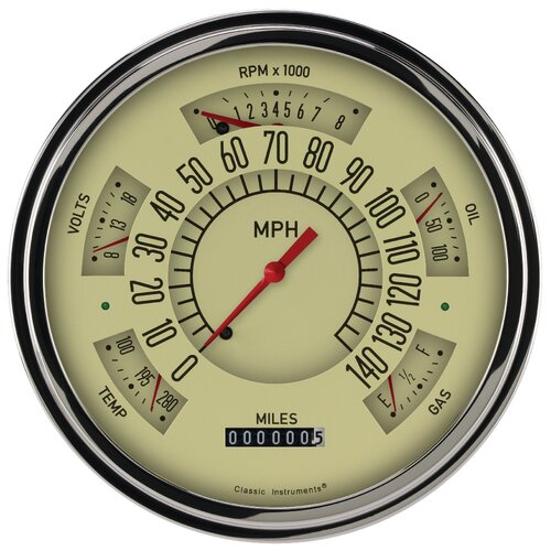 Classic Instruments Gauge Set, The Classic Line Package for 1949-50 Chevy Cars, 1949-50 Chevy Cars, LS