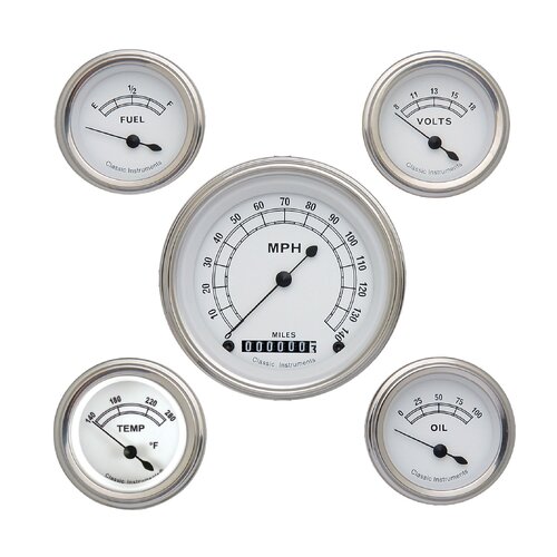 Classic Instruments Gauge Set, Classic White, Universal, GM, Set of 5