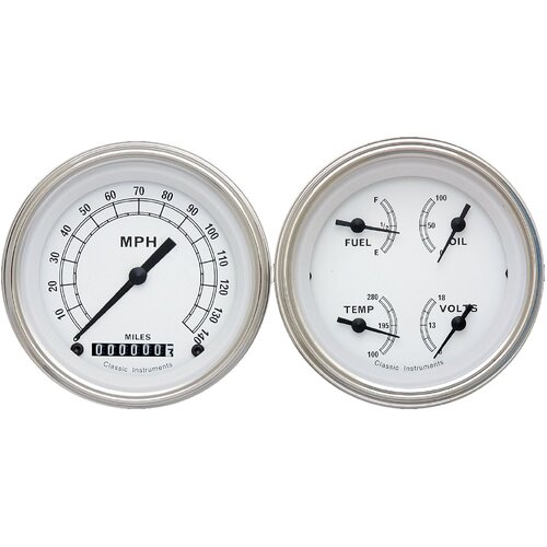 Classic Instruments Gauge Set, Classic White, Universal, GM, Set of 2