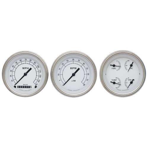 Classic Instruments Gauge Set, Classic White, Universal, GM, Set of 3