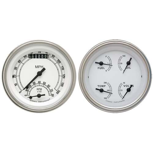 Classic Instruments Gauge Set, Classic White, Universal, GM, Set of 2