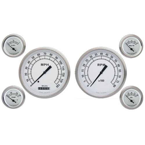 Classic Instruments Gauge Set, Classic White, Universal, GM, Set of 6