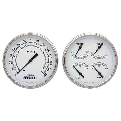 Classic Instruments Gauge Set, Classic White, Universal, GM, Set of 2