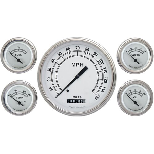 Classic Instruments Gauge Set, Classic White, Universal, GM, Set of 5