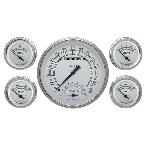 Classic Instruments Gauge Set, Classic White, Universal, GM, Set of 5