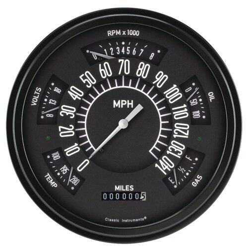 Classic Instruments Gauge Set, The Black Package for 1966-77 Ford Bronco, 1966-77 Ford Bronco