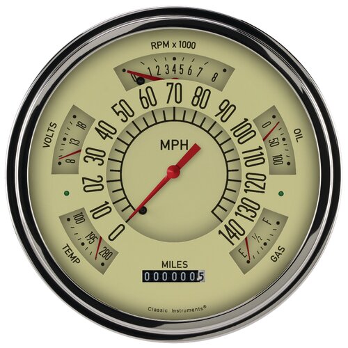 Classic Instruments Gauge Set, The Tan Package for 1949-50 Ford Shoebox, 1949-50 Ford Shoebox