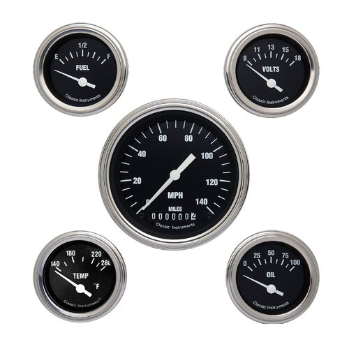 Classic Instruments Gauge Set, The Hot Rod Series Gauge Package, Universal, GM, Set of 5