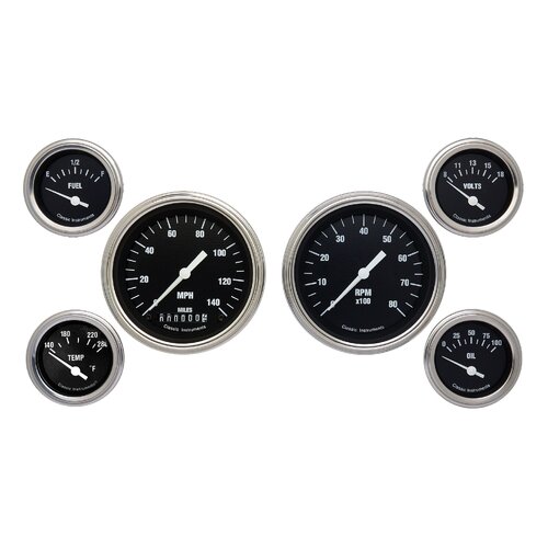 Classic Instruments Gauge Set, The Hot Rod Series, Universal, GM, Set of 6