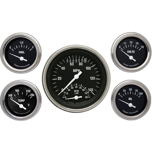 Classic Instruments Gauge Set, The Hot Rod Series Gauge Package, Universal, GM, Set of 5