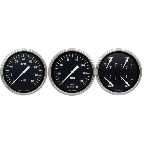 Classic Instruments Gauge Set, The Hot Rod Series, Universal, GM, Set of 3