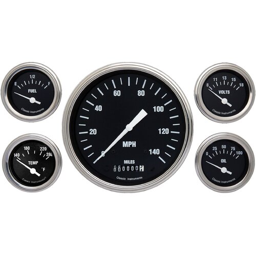 Classic Instruments Gauge Set, The Hot Rod Series Gauge Package, Universal, GM, Set of 5