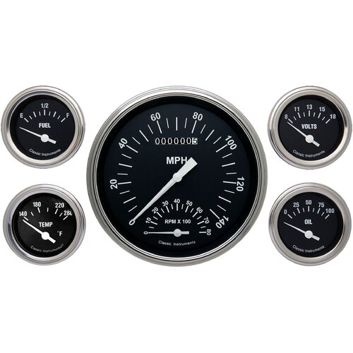 Classic Instruments Gauge Set, The Hot Rod Series Gauge Package, Universal, GM, Set of 5