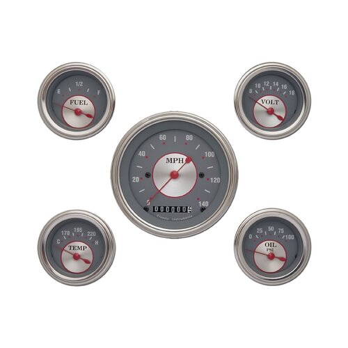 Classic Instruments Gauge Set, Silver Series, Universal, GM, Set of 5