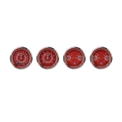 Classic Instruments Gauge Set, V8 Red Steelie, Universal, GM, Set of 4