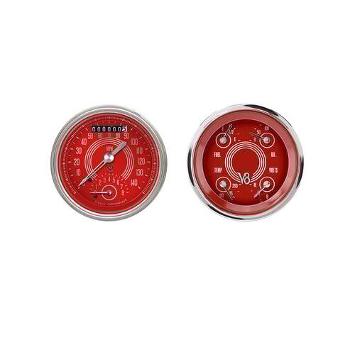 Classic Instruments Gauge Set, V8 Red Steelie, Universal, GM, Set of 2