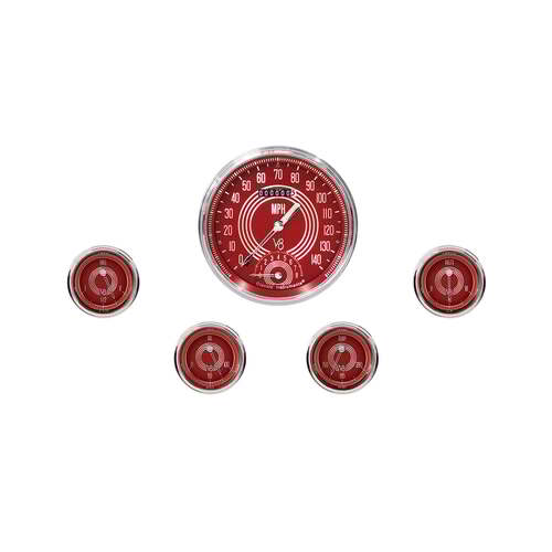 Classic Instruments Gauge Set, V8 Red Steelie, Universal, GM, Set of 5