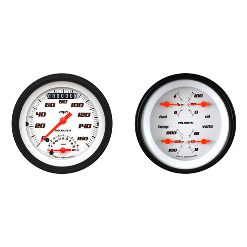 Classic Instruments Gauge Set, Velocity White, Universal, GM, Set of 2