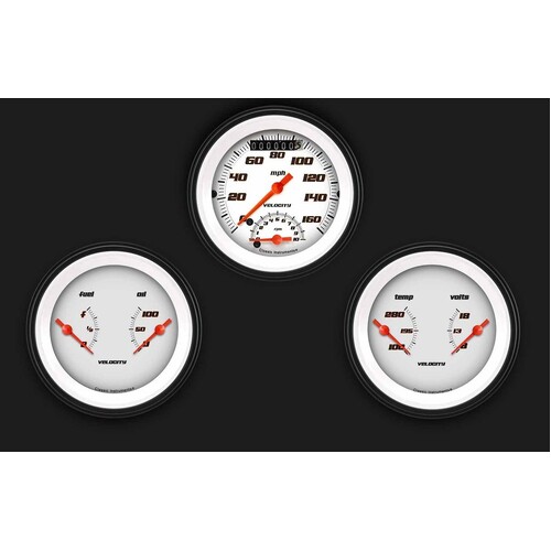 Classic Instruments Gauge Set, Velocity White, Universal, GM, Set of 3