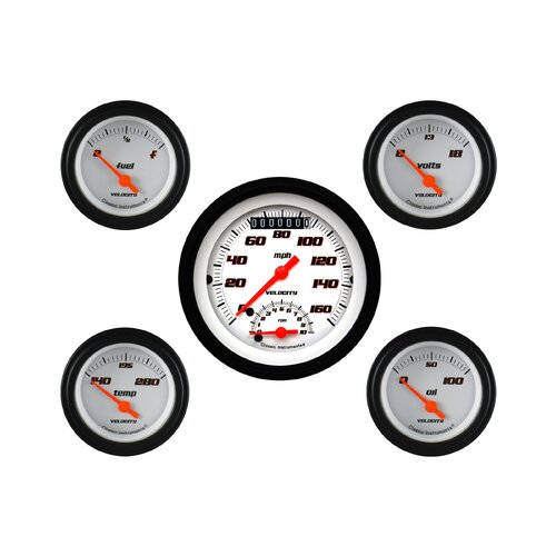 Classic Instruments Gauge Set, Velocity White, Universal, GM, Set of 5