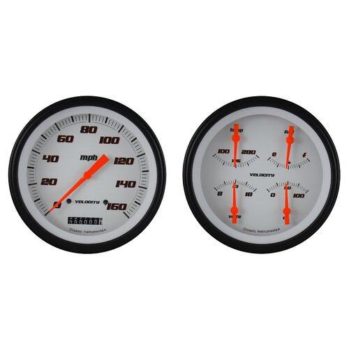 Classic Instruments Gauge Set, Velocity White, Universal, GM, Set of 2