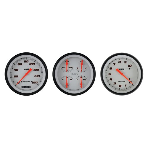 Classic Instruments Gauge Set, Velocity White, Universal, GM, Set of 3