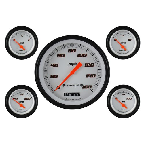 Classic Instruments Gauge Set, Velocity White, Universal, GM, Set of 5