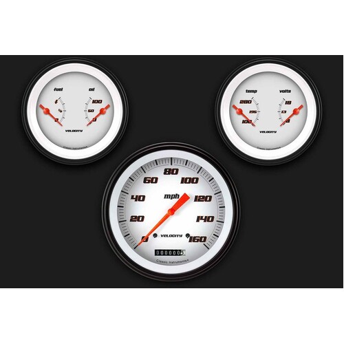 Classic Instruments Gauge Set, Velocity White, Universal, GM, Set of 3