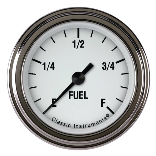 Classic Instruments Gauge, White Hot 2 1/8" Fuel Full Sweep