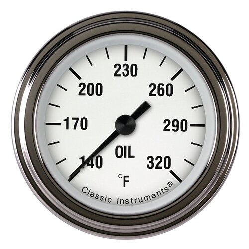 Classic Instruments Gauge, White Hot 2 1/8" Oil Temperature Full Sweep
