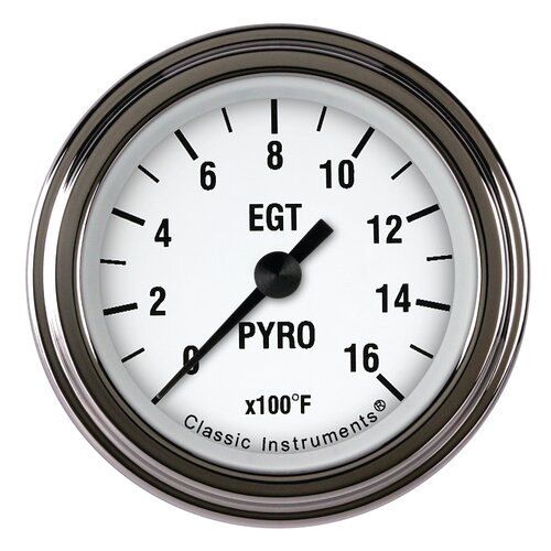 Classic Instruments Gauge, White Hot 2 1/8" Exhaust Gas Temp. Full Sweep