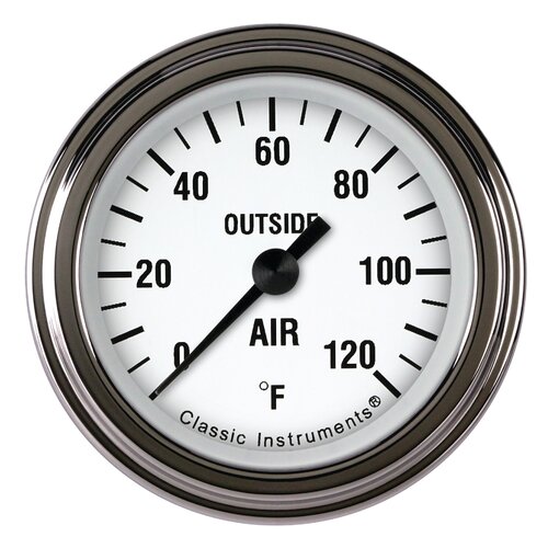 Classic Instruments Gauge, White Hot 2 1/8" External Air Temp. Full Sweep