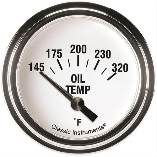 Classic Instruments Gauge, White Hot 2 5/8" Oil Temperature Short Sweep