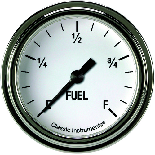 Classic Instruments Gauge, White Hot 2 5/8" Fuel Full Sweep