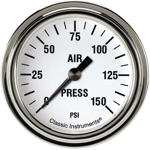 Classic Instruments Gauge, White Hot 2 5/8" Air Pressure Full Sweep