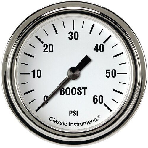 Classic Instruments Gauge, White Hot 2 5/8" Boost, 60 psi Full Sweep
