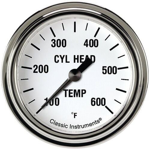 Classic Instruments Gauge, White Hot 2 5/8" Cylinder Head Temp. Full Sweep