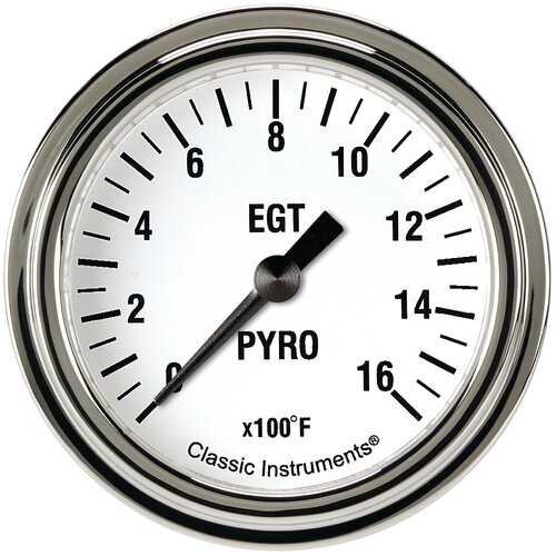 Classic Instruments Gauge, White Hot 2 5/8" Exhaust Gas Temp. Full Sweep