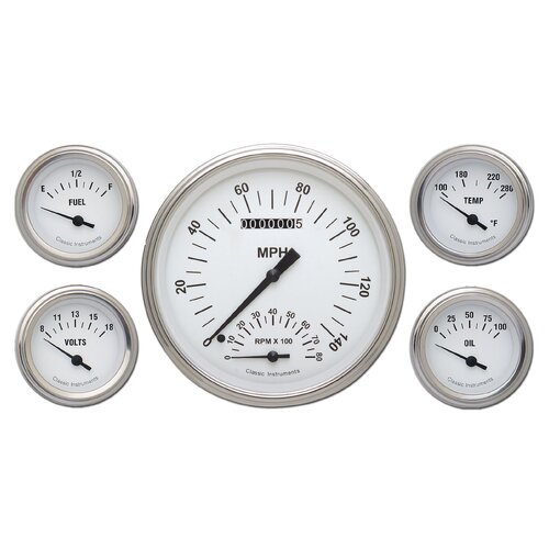 Classic Instruments Gauge Set, White Hot, Universal, GM, Set of 5