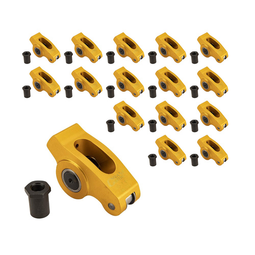 Crane Rocker Arms, Stud Mount, Full Roller, Aluminium, 1.5 Ratio, Fits 3/8 in. Stud, For Chevrolet, Small Block, Set of 16