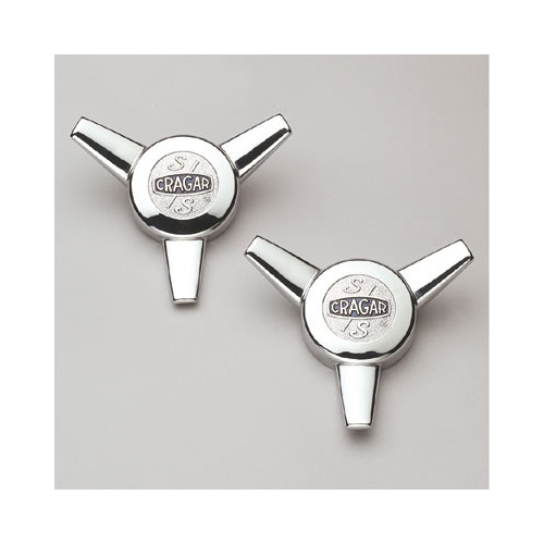 Cragar Center Cap, Aluminium, Chrome, Bolt-On, Spinner Style, SS 3 Bar Design, Pair