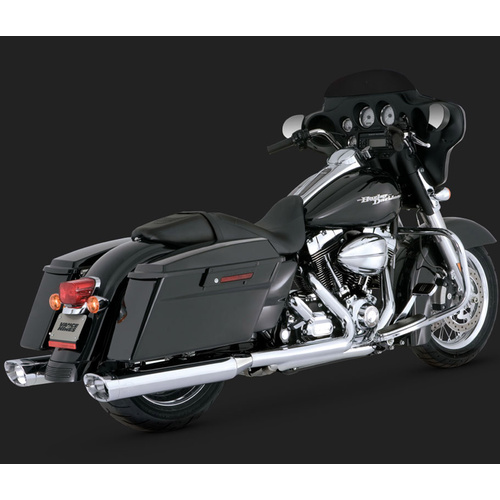 Vance & Hines Mufflers, Monster, Slip-On, Oval, Steel, Chrome, Straight Tip Outlet, With Chrome Tip Touring 95-15, H-D, Pair